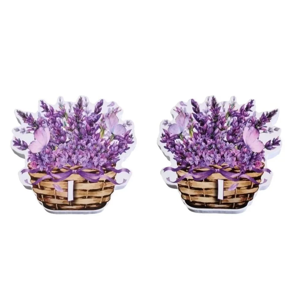 Lavender Spring Basket Die-Cut Wood Block Letter 6 Piece Set Double-Sided